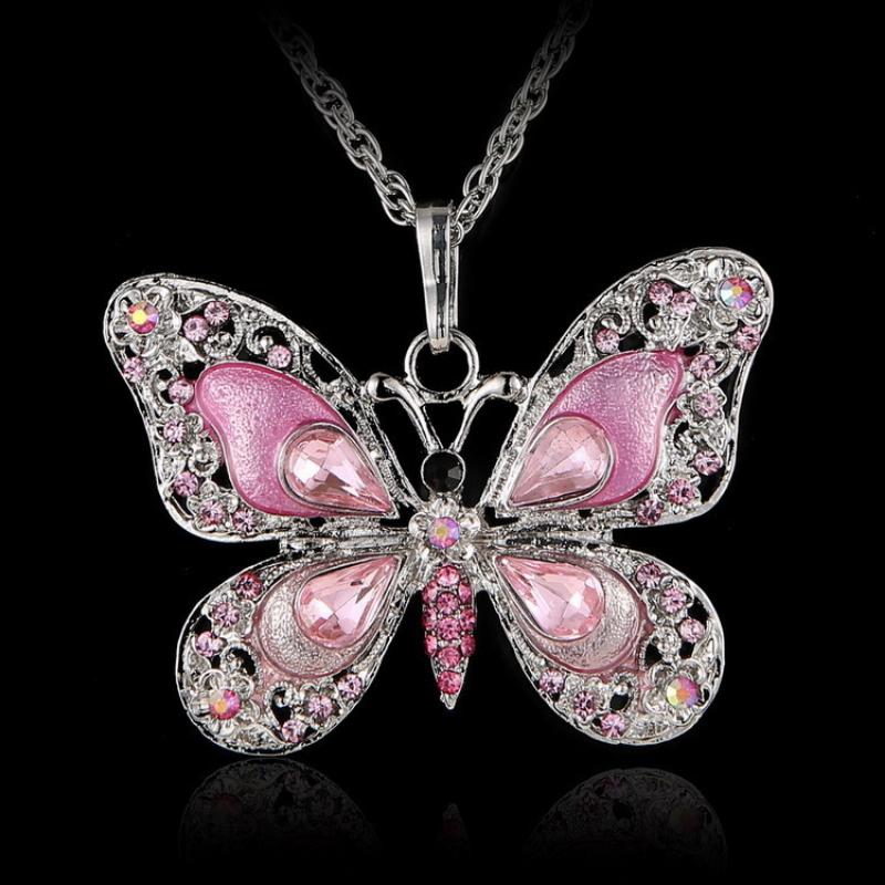 Necklace Retro Multi-color Butterfly Fashion Light Luxury Elegant Versatile Necklace Pendant