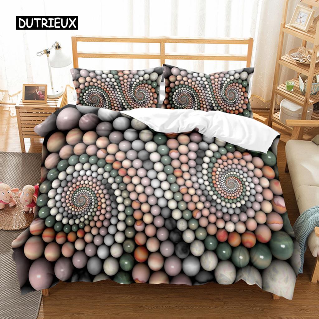 Glass Ball Duvet Cover Set Microfiber Colored Transparent Marbles Bedding Set Childhood Toys for Kid Teen Queen King Quilt Cover