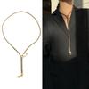 Punk Gold Color Alloy Metal Zipper Choker Necklace for Women Trend Thick Clavicle Chain Collar Vintage Necklaces
