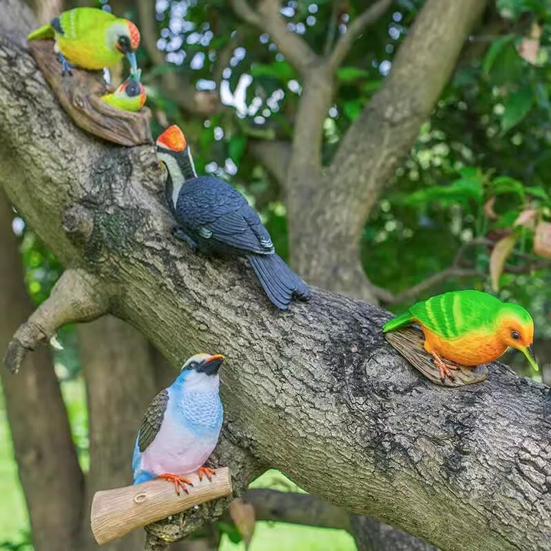 JNL Outdoor Resin Bird & Woodpecker Sculptures