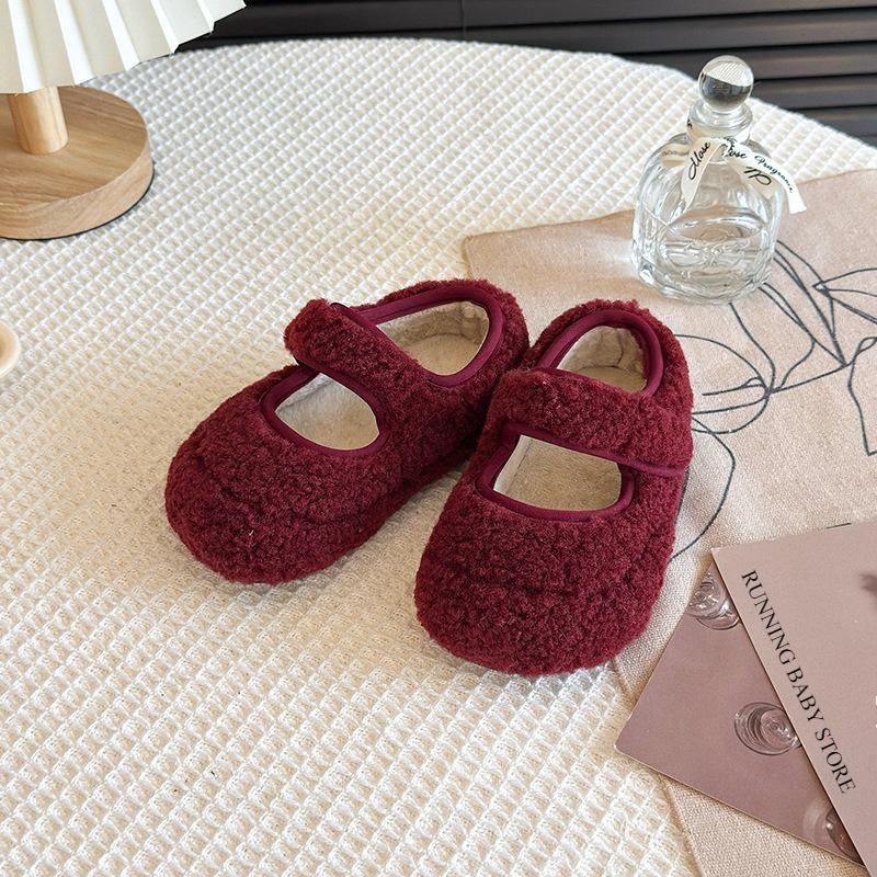 

Children s Cotton Footwear Furry Plush Girl Winter Kids Shoes Anti-slippery Warmer Shoe Comfortable Fluffy Princess Shoes I09301 21 красный