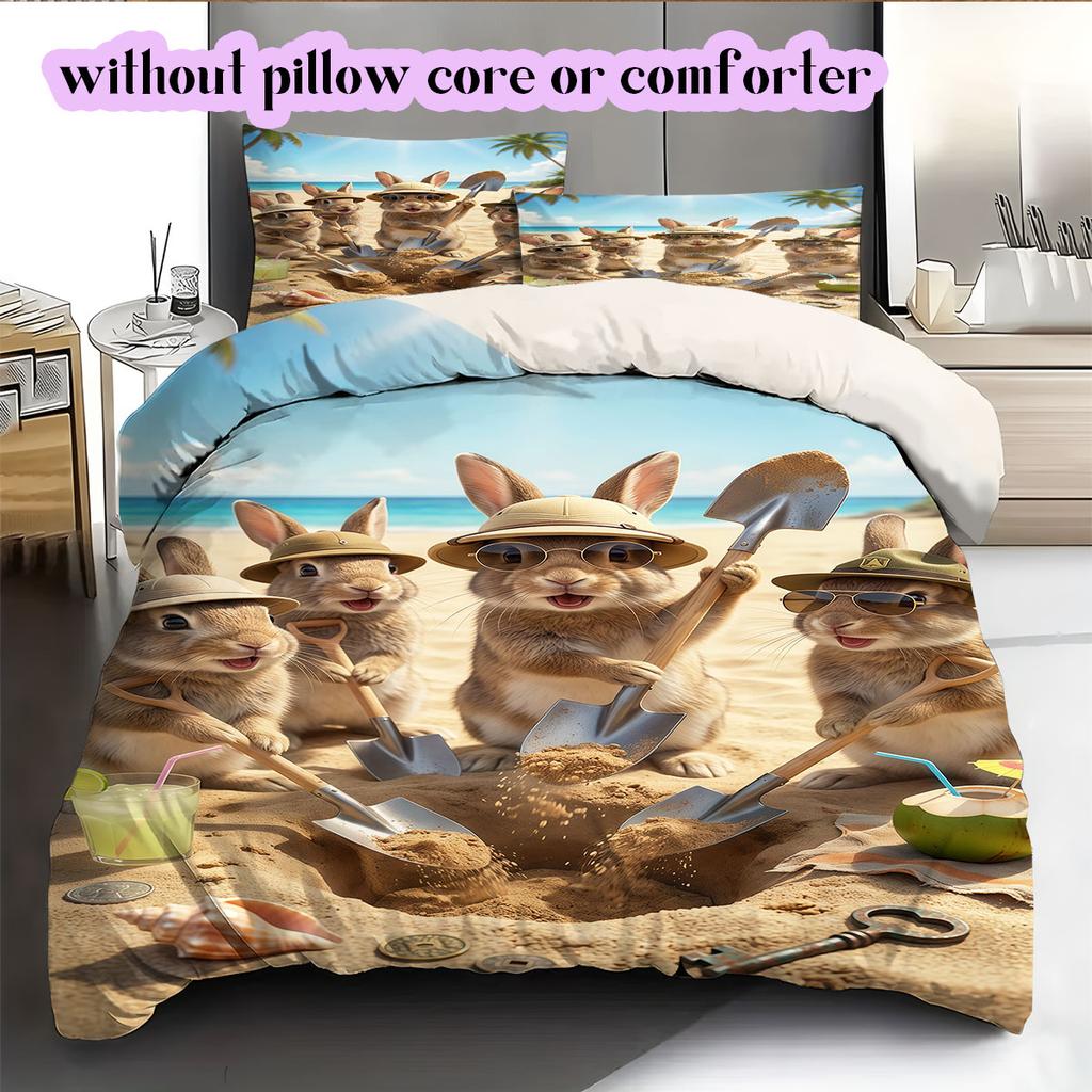 Animal Beach Vacation Pattern Bedding,Quilt Set Quilt Cover Pillowcase Home Birthday Gift (1*duvet cover+2*pillowcase,without core)