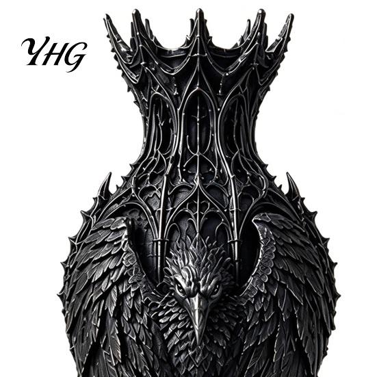Creative Gift for Art Lovers 3D Printed Black Bird Vase, Gothic Flower Decorative Holder Compact Table Vase Dried Flowers, Retro Fantasy Ornament