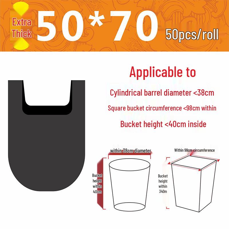 Large Black Heavy-Duty Kitchen Garbage Bags, Handheld Roll for Home and Office.