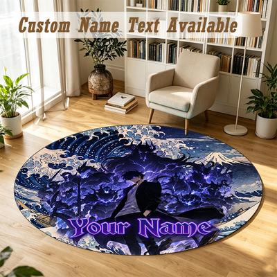 Round Rug Custom NameSolo Leveling Pattern Non Slip Carpet Home Floor Decor