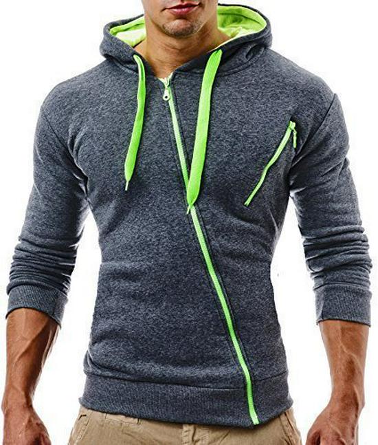 Felpa Casual da Uomo Slim-Fit con Zip Diagonale