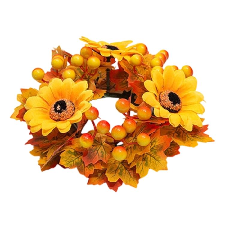 Seasonal Autumn Candle Wreath, Wall Shelf Styling with Faux Branch Texture for Entry Tables and Holiday Hosting