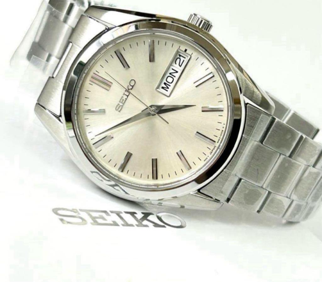 Seiko Selection SBTH007 S Series Men's Watch, Analog Quartz, Day-Date Display, Sapphire Crystal, 10 bar Waterproof,Made in Japan Authentic Silver Blue