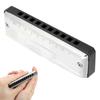 Blues Harmonica 10 Holes Mouthorgan D Key Stainless Steel ABS Resin Wind InstrumentBlack