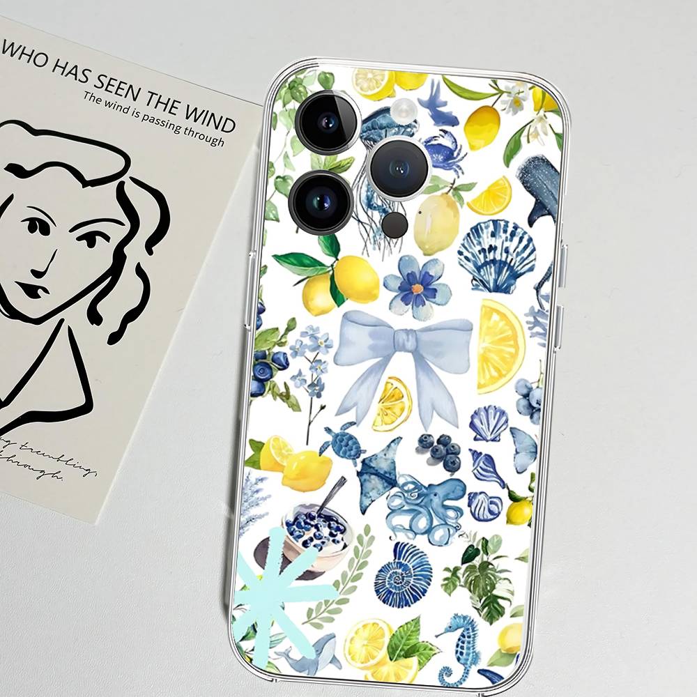 Meereslandschaft Wein Zitrone Handyhülle Für Iphone 17 16 15 11 13 14 Pro Max 7 8 Plus X Xr Xs Max Se2020 12mini Transparente Hülle