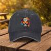 Floral Skull Day of The Dead Baseball Cap Washed Denim Adjustable Trucker Hat Casual