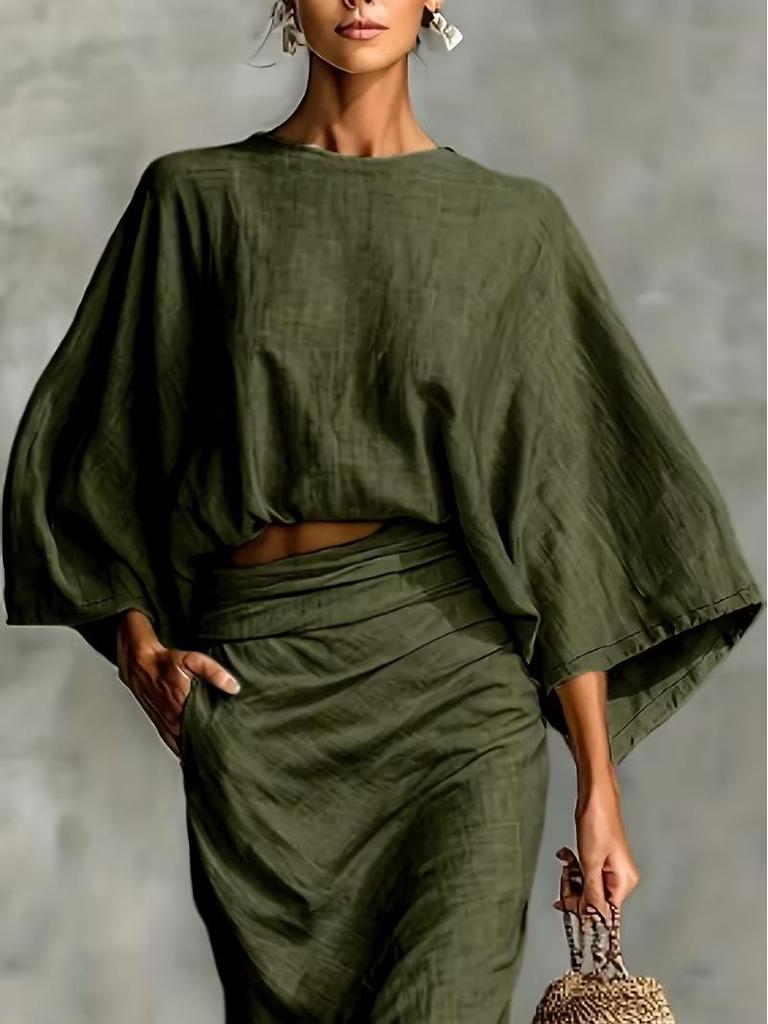 Women's Cross-border Fashion: Elegant Batwing Sleeve Top 2026