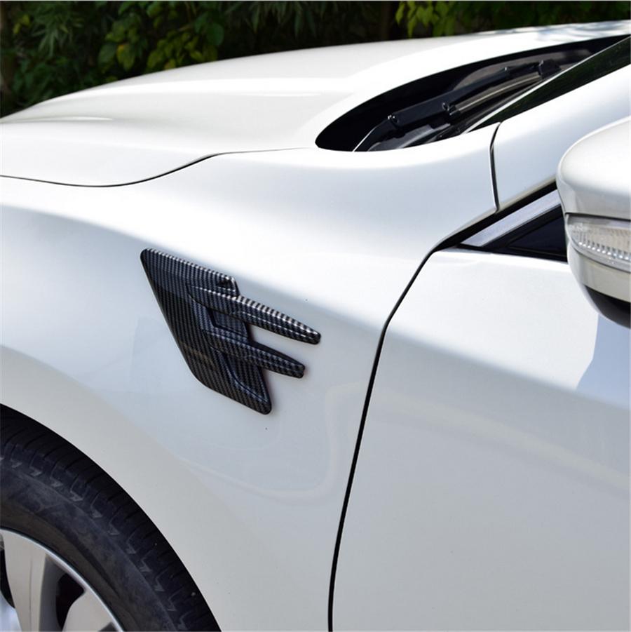 Decorative Car Side Fender Air Outlet Vent Cover Bonnet Decor Molding Part Car Styling Shark Gill Decoration Sticker Carbon Fiber Color
