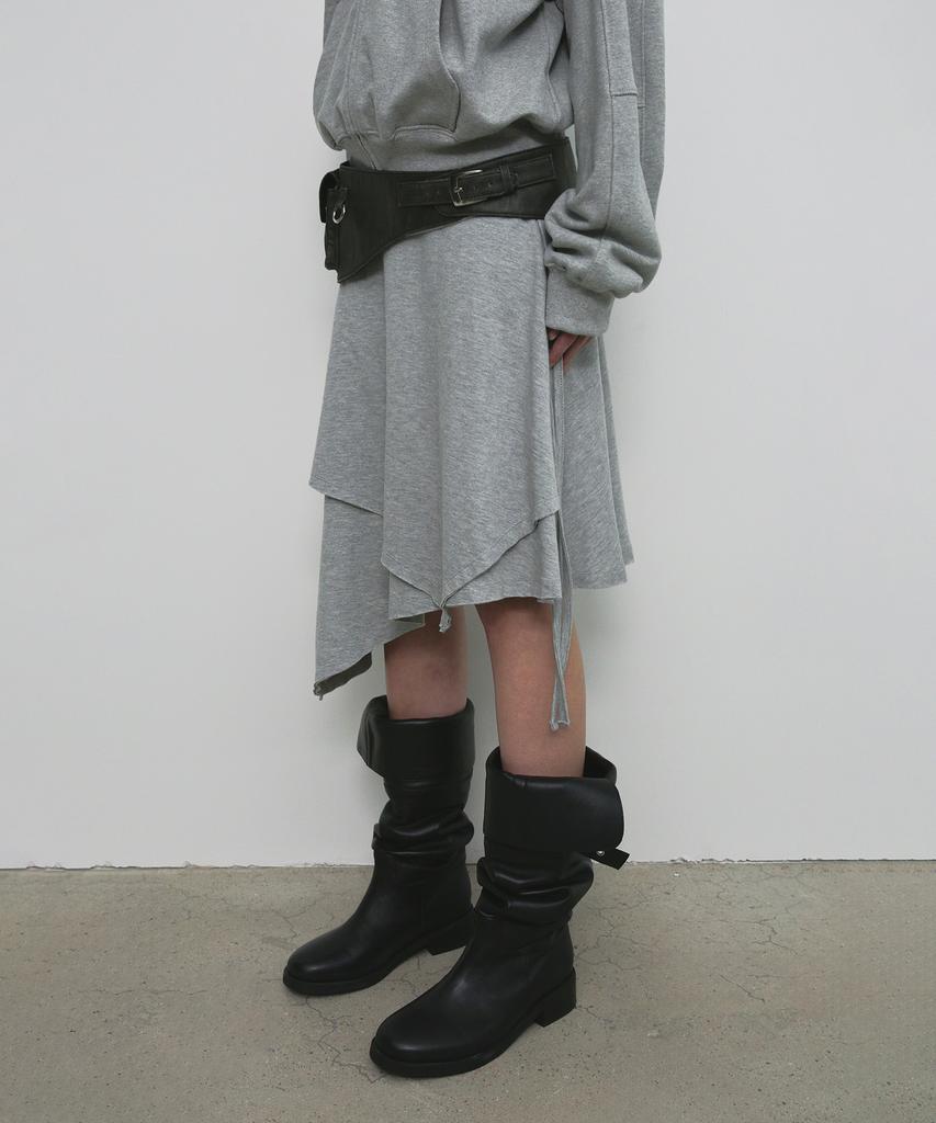 Saendeulig Unbalanced String Midi Skirt_Melange Gray