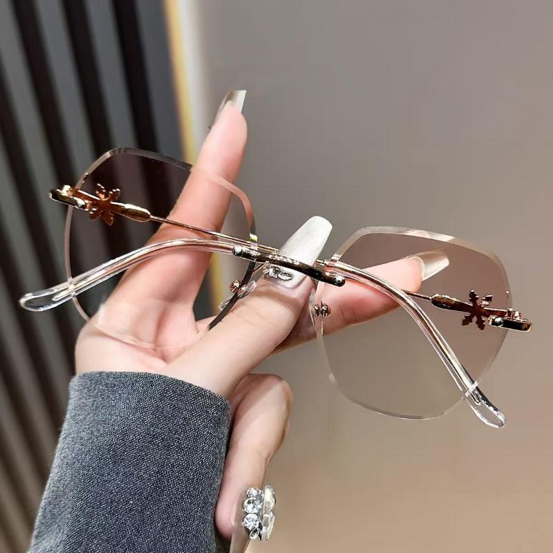 Women Men  Trendy Reading Glasses Anti-blue Light Eyeglasses Unisex Women Retro Rimless Eyewear