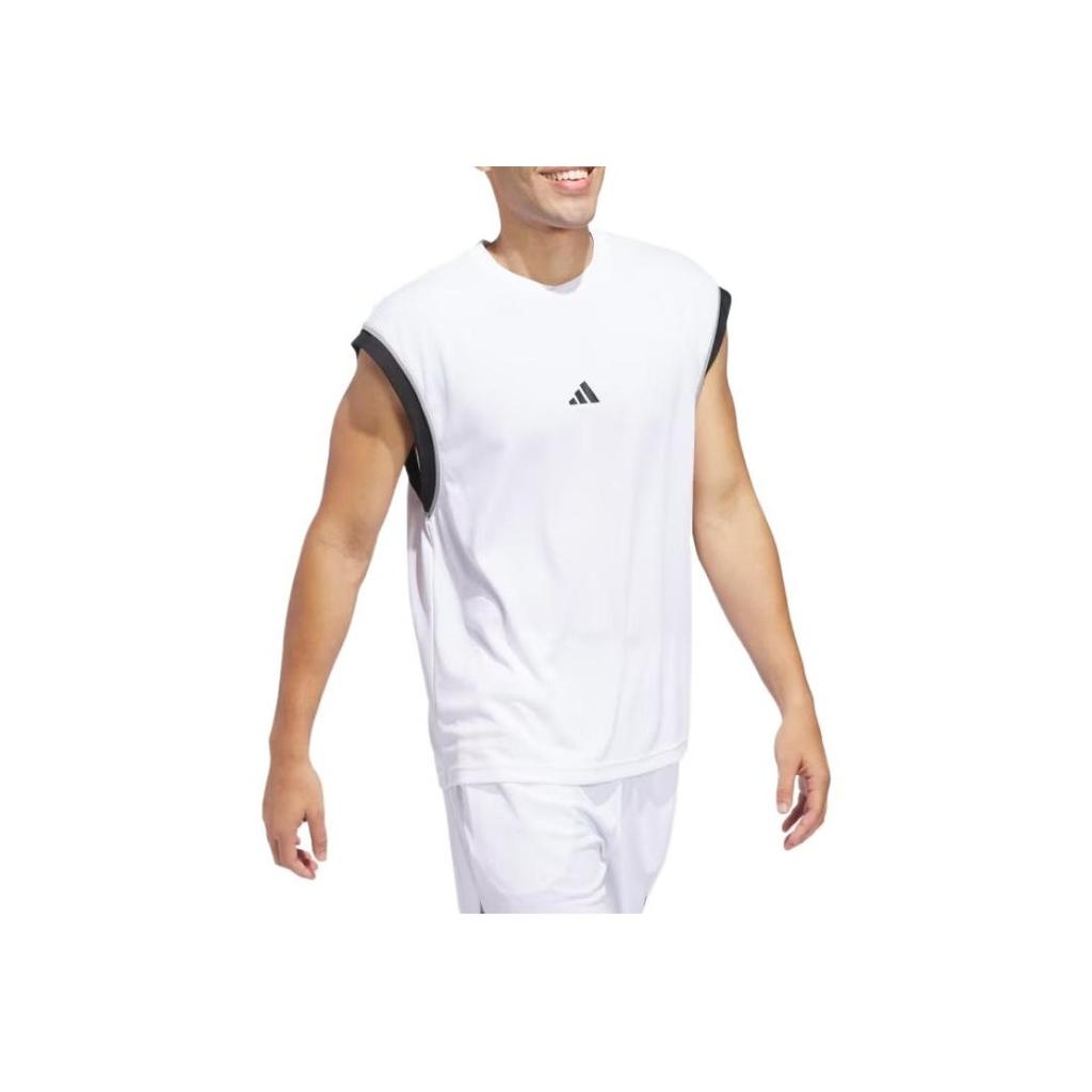Adidas Loose Comfortable Breathable Round Neck Basketball Vest Men Tops White JN4724