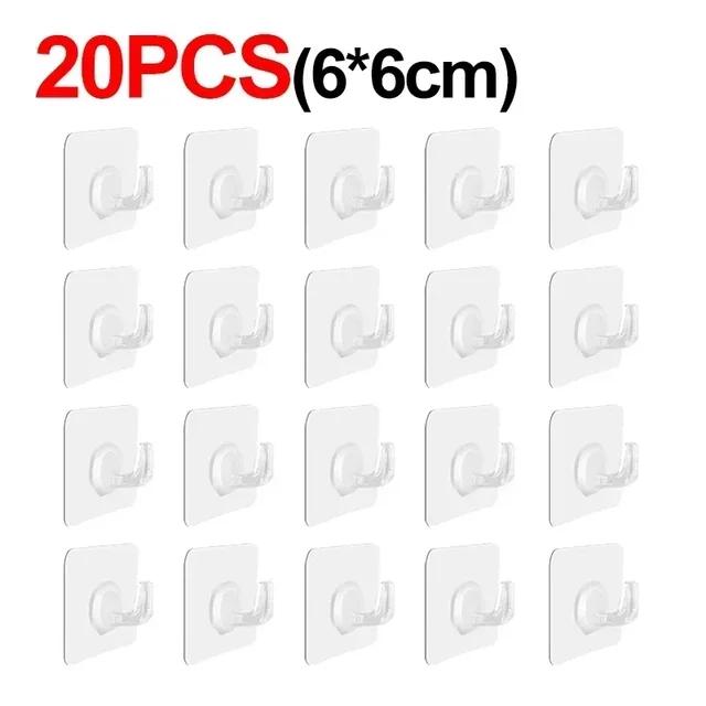 1/5/10/20pcs Transparent Self Adhesive Hooks Door Wall Mounted Hanger Hook Suction Heavy Load Rack Kitchen Bathroom Organizer Holder