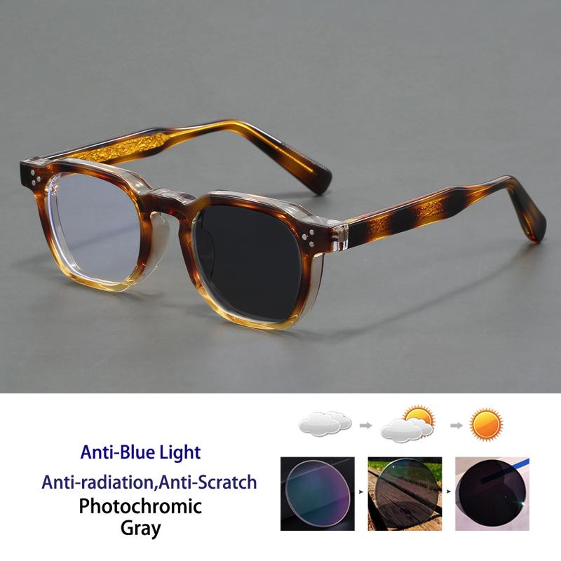 High-Quality Acetate Fiber Board Retro Small Frame Glasses For Men And Women Blue Light Blocking Photochromic Reading Glasses