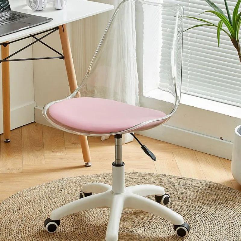 Computer Chair Rotary Wheel Lifting Family Makeup Chair Simple Transparent Small Space Office