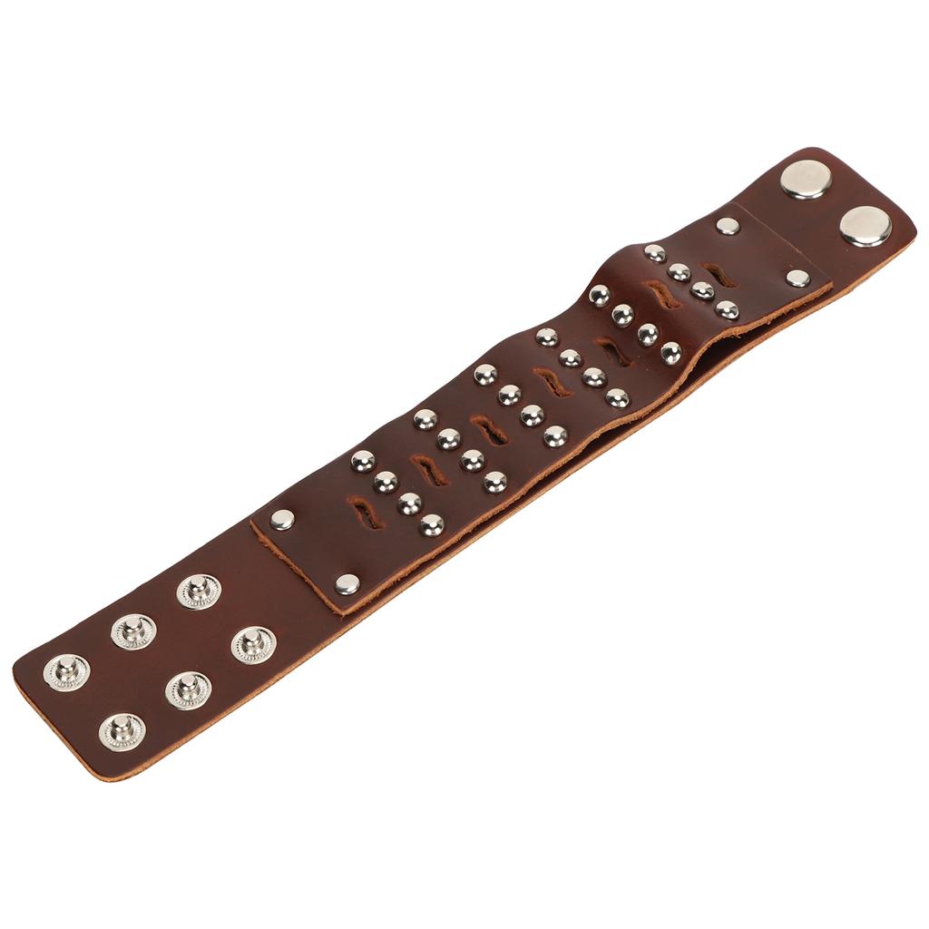   Bracelet Split Leather   Snap Button Rivet   Vintage Wrist Jewelry(Black )