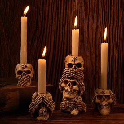 Kunstharz Handwerk Knochen Kerzenständer Kerzenhalter Halloween Zubehör Skelett Kandelaber Heimdekorationszubehör