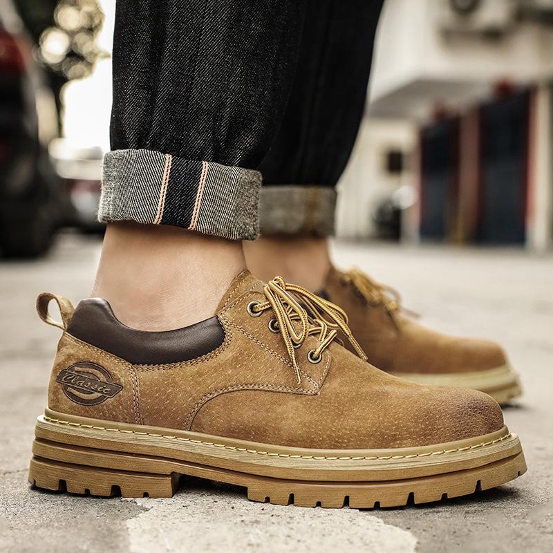 

2025 four seasons big head leather shoes casual British Martin boots genuine leather Korean version trend classic tooling shoes low top men s shoes 39
