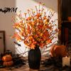 Flexible Bendable Branch Stems 19.7Inch Artificial Berries Maple Leaf Pumpkin Floral Stems, Fall Branches Decorations Rustic Farmhouse Vase