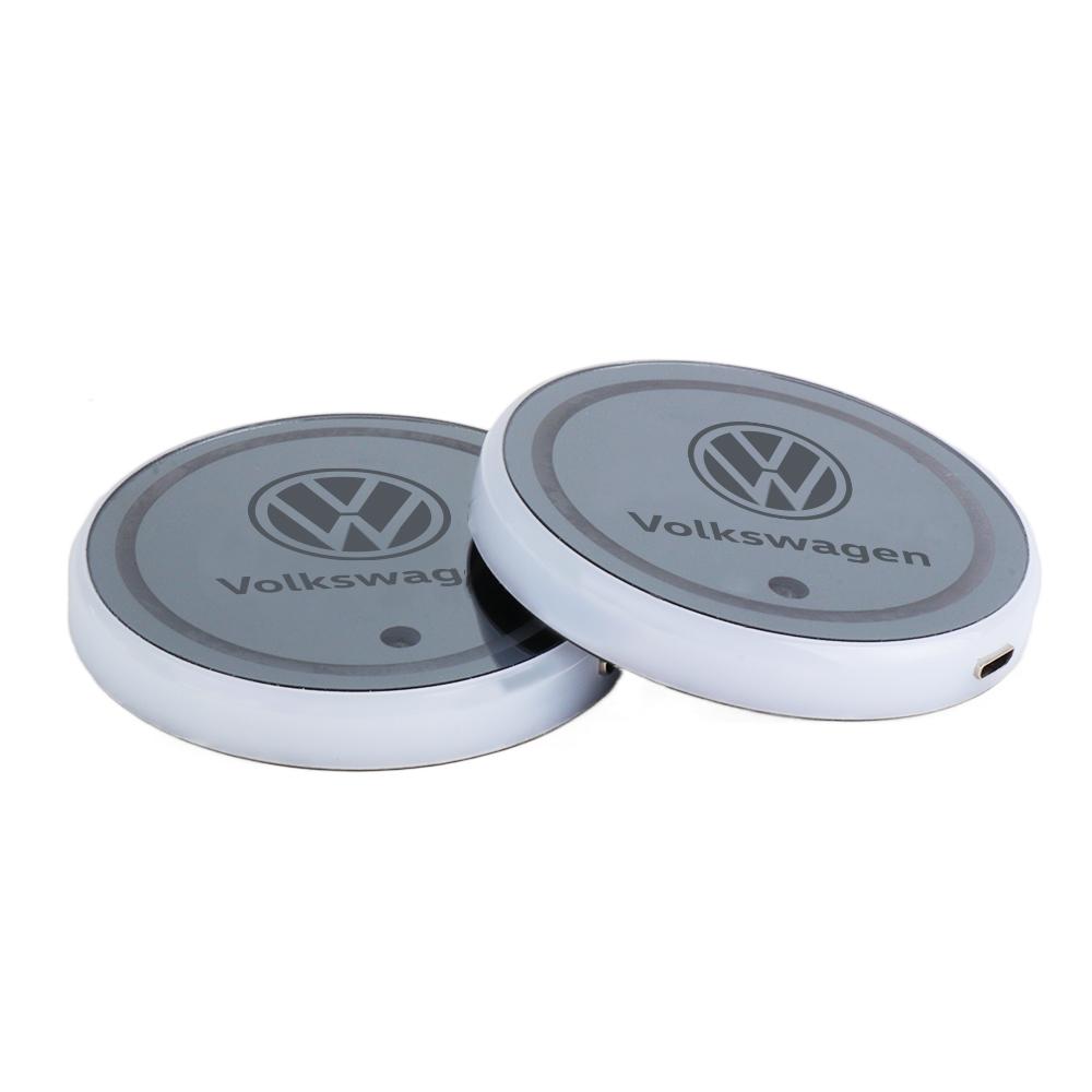 

For VW Volkswagen Jetta MK5 Golf 2pcs Car Luminous Coasters Water Cup Mat Holder Auto Styling For Volkswagen VW GTI Jetta Golf B