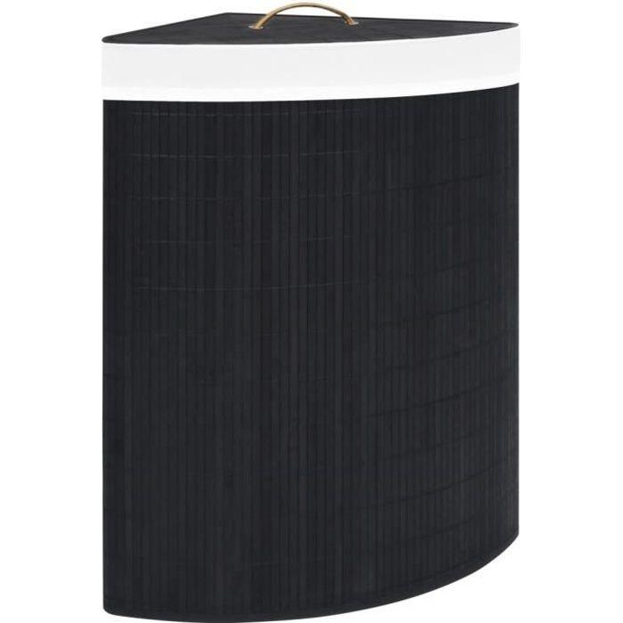 VidaXL Panier à linge d'angle Bambou Noir 60 L