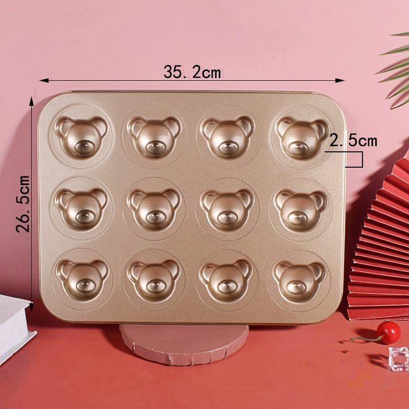 4/6/9/12 Even Bear Mold Baking Mold Pan Non-Stick Diy Cute Candy Cake Mold Tool Decoration Biscuit Candy Mold Baking Accessories