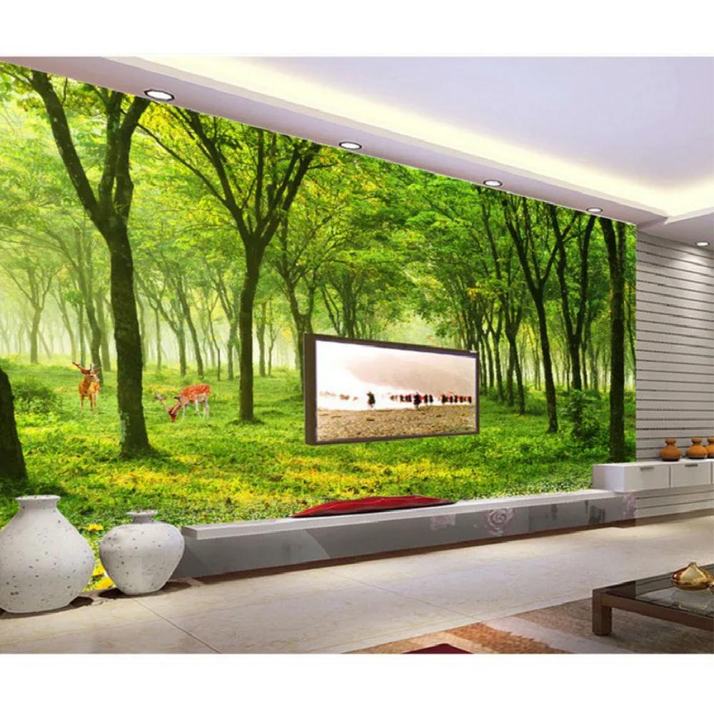 Mural Woods Lined Road 3d Forest Wall Mural Landscape Wallpapers For Living Room Bedroom Home Decor Wallpaper
