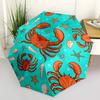 1pc Crab-patterned fabric Automatic Folding Umbrella, Portable & Foldable Design with 8 Ribs, Casual Outdoor Accessory yy250805154