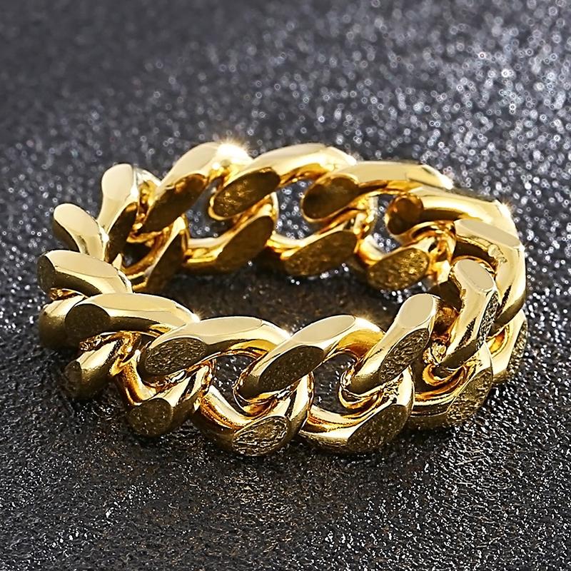 Полированная нержавеющая сталь 316L, 8 мм, бордюрная кубинская цепочка, стильное кольцо, мужские университетские кольца на палец для мужчин, мужские ювелирные изделия, обручальное кольцо 11