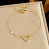 316L Stainless Steel White Zircon Love Heart Charm Adjustable Bracelet For Women Girl Fashion New Jewelry Gift Party Holiday