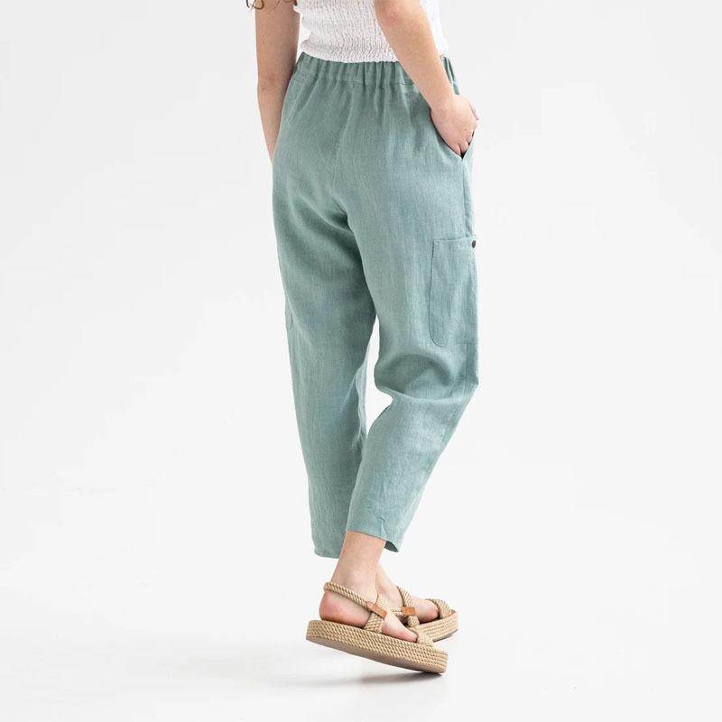 GMXIA Women's Loose Fit High Waisted Cotton & Linen Casual Pocket Casual Pants