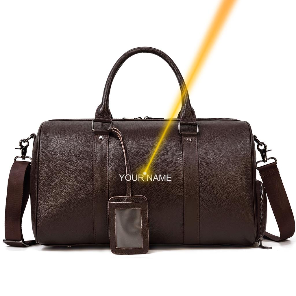 Natural Cowskin Travel Bags Waterproof Men's Leather Overnight Bag Handbag For Plane Luggage Men Male Weekend Bag Business 55cm