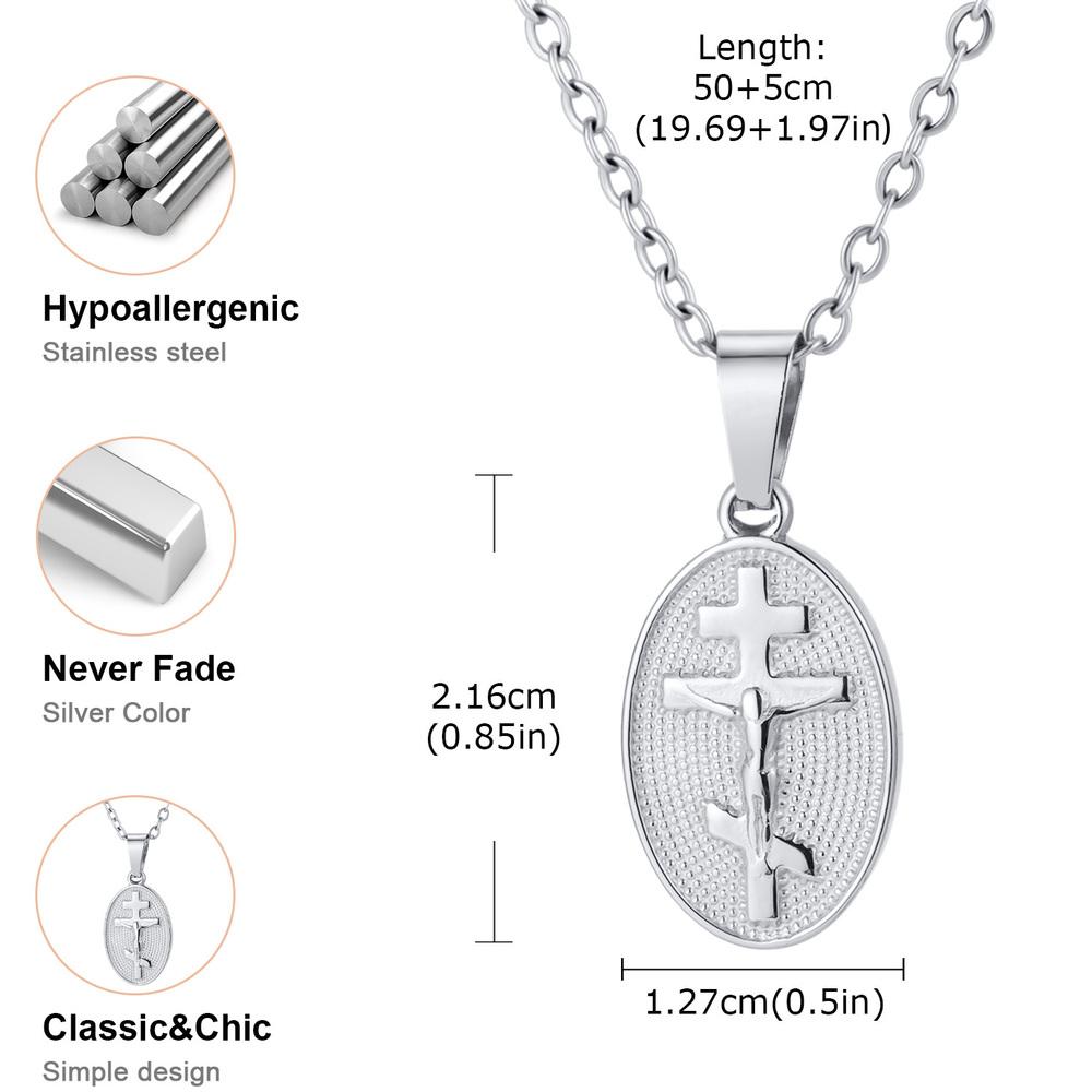 Vnox Eastern Orthodox Cross Necklace for Men Women, Gold Silver Color Stainless Steel Pendant Necklaces, Religious Jewelry Gifts