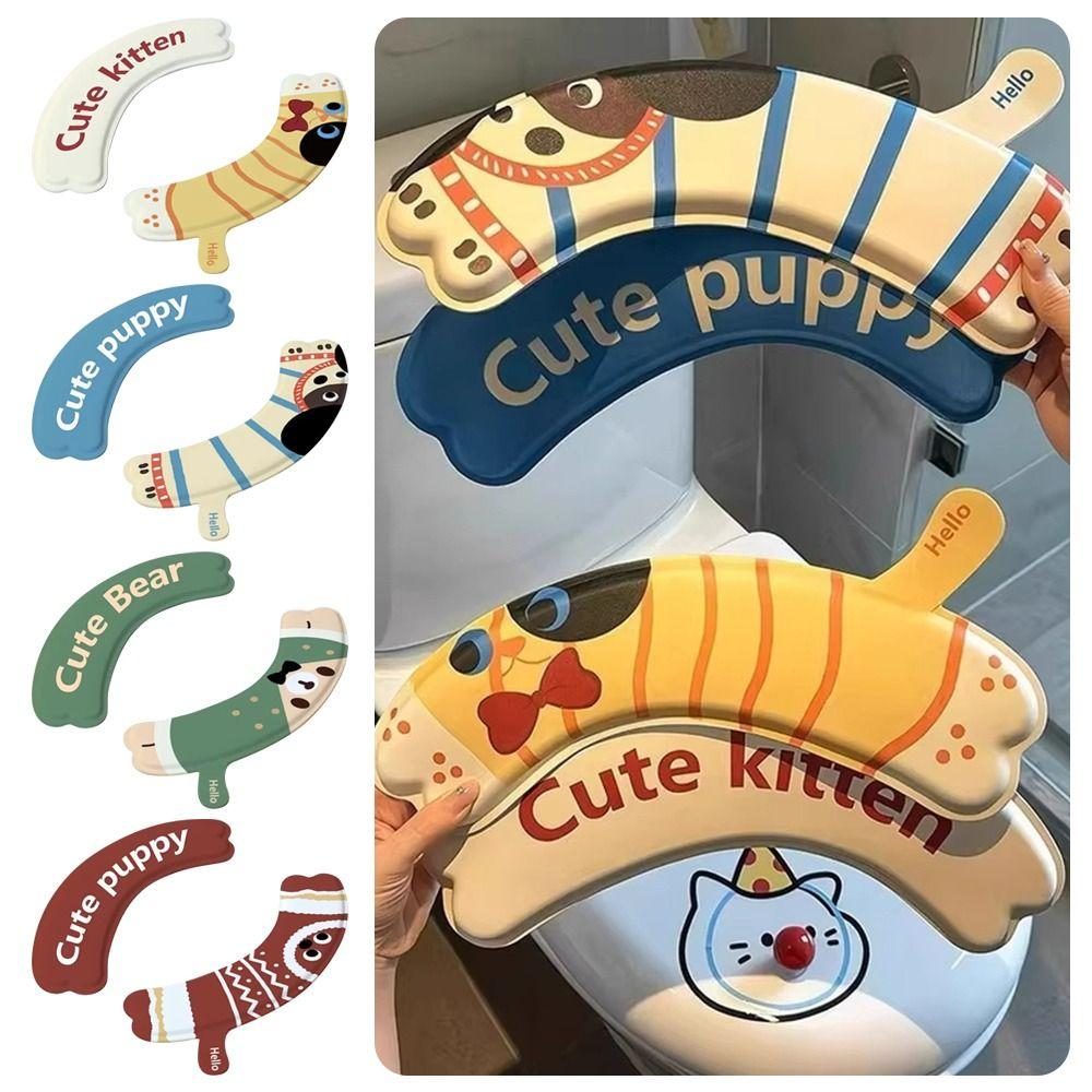 2Pcs/set Durable Reusable Toilet Mat Waterproof Cartoon Adhesive Toilet Sticker Universal with Handle Toilet Seat Covers