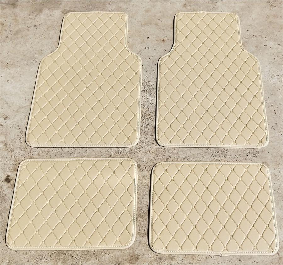 4pcs Coffee Color PU Leather Auto Car Floor Mats Front Rear Liner Weather Set