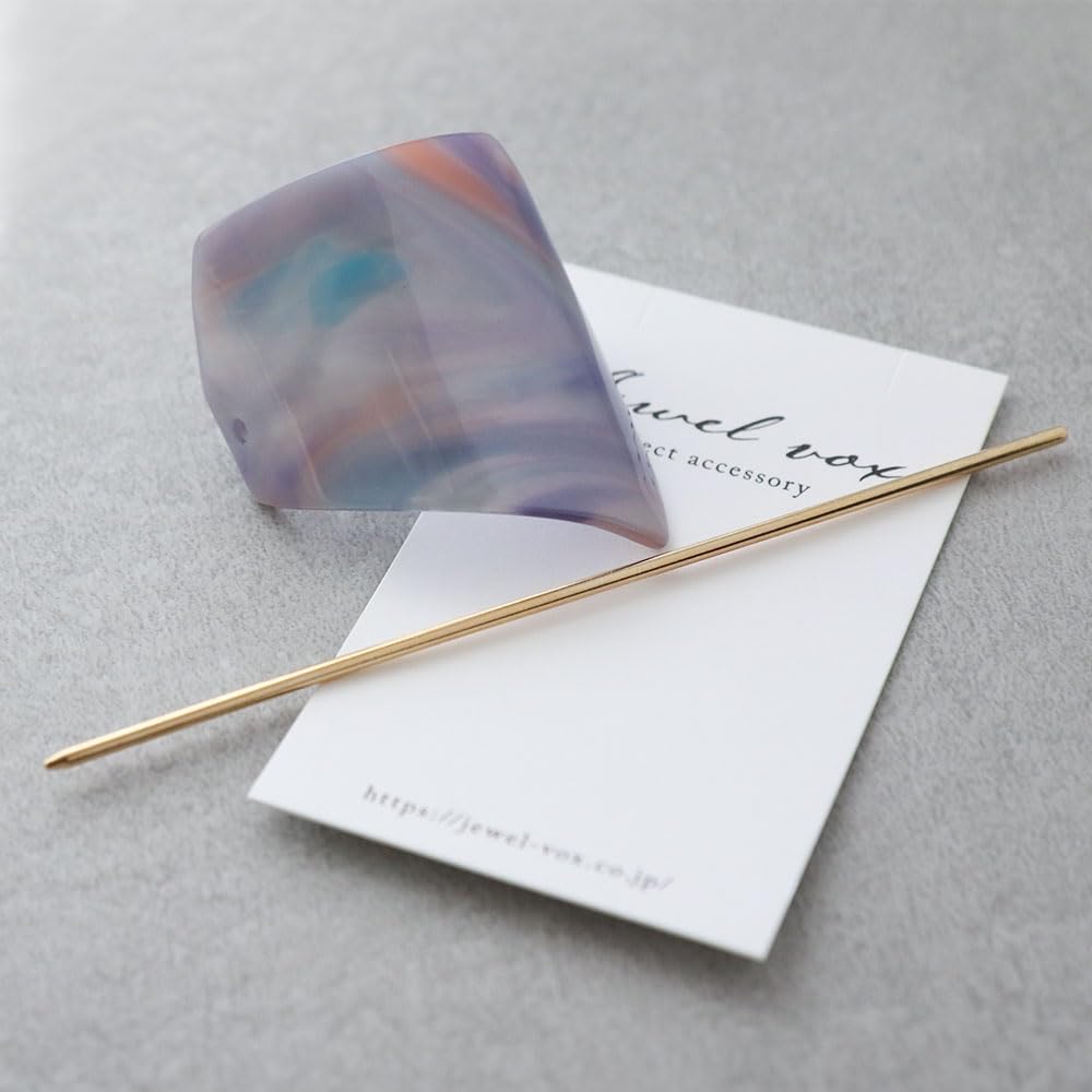 JewelVOX Majeste Hair Accessory for Simple Marble Kanzashi Hairpin in Muted Stylish for Adults Women, Shell-Style Colors, (Purple)