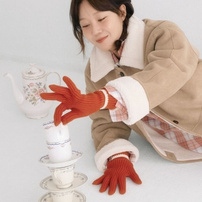 

DEPOUND line knit gloves - red red