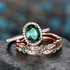 Metal Electroplated Ring Three-Piece Set, Oval Geometric Lady Ring, Luxury Light Luxury Fashionable Ring.