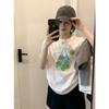 Korean green apple printed T-shirt women's summer loose bottoming shirt comfortable pure cotton inner top slack short sleeve