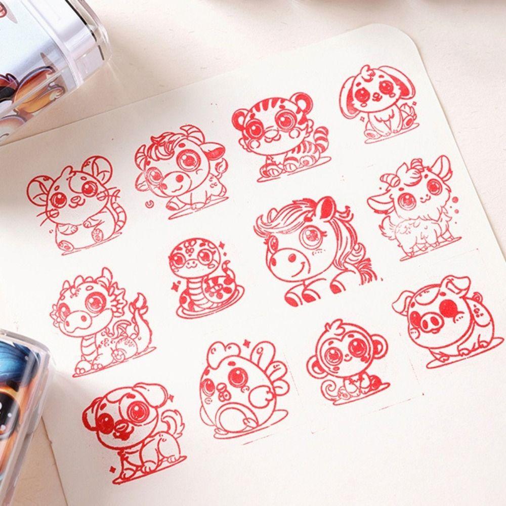 DIY Painting Zodiac Stamps Dragon Monkey Animals Figure Stamps  Scrapbooking Supplies