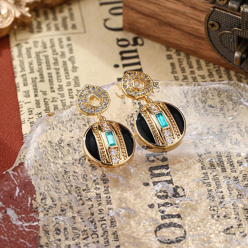 Šperky Geometrie Smalt Mikro Inkrustovaný Zirkon Nový Trend Vintage Náušnice Elegantní Kvalita Středověké Náušnice