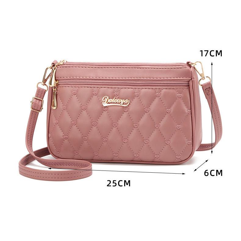 WTEMPO Jednokolorowe haftowane torebki crossbody damskie w kształcie serca, damskie, z wieloma kieszeniami, o dużej pojemności, PU, na jedno ramię