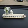 1 Set New Car Healing Doll Ornaments Cute Mini Vase And Rabbit Car Center Console Window Decoration