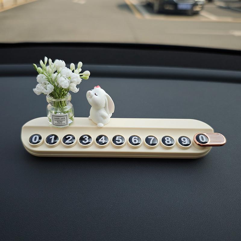 1 Set  Car Healing Doll Ornaments Cute Mini Vase And Rabbit Car Center Console Window Decoration