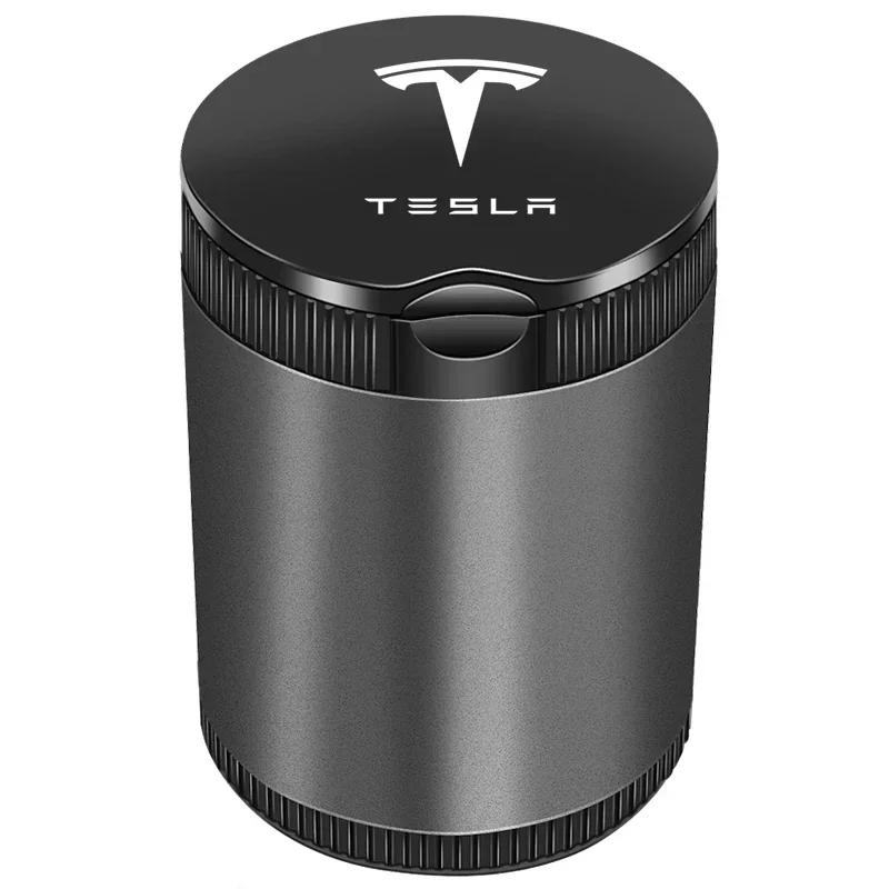 Autoaufkleber Tesla Auto Zigarettenaschenbecher Becher mit Deckel Tragbarer Abnehmbarer Fahrzeug Aschenbecher Halter Box Für Tesla Model 3 Model S Mo