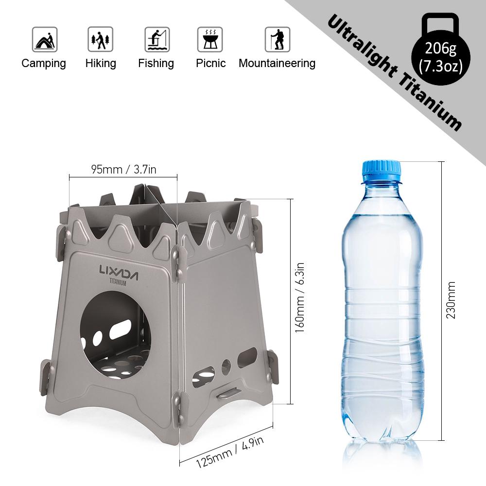 Lixada Кемпинг Титановая дровяная печь Портативная складная дровяная походная печь — фото 6